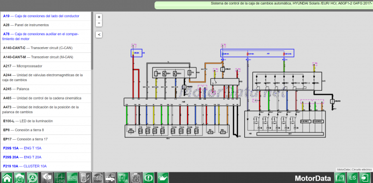 Sistema de control de la caja de cambios automática, HYUNDAI Solaris