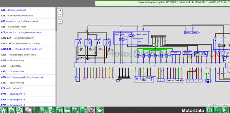 Wiring diagram Engine management system, MITSUBISHI Outlander