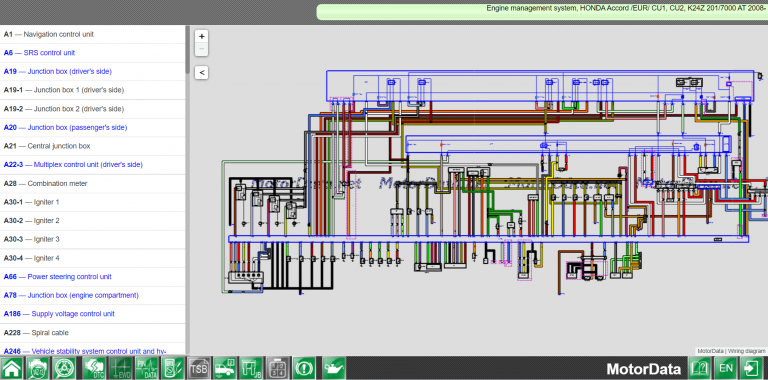 Wiring diagram Engine management system, HONDA Accord