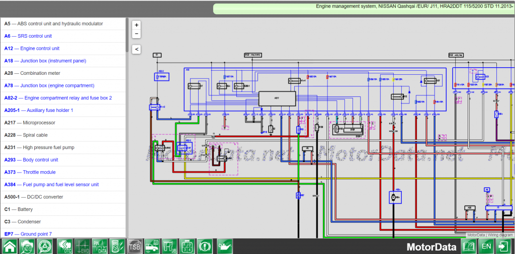 Wiring diagram Engine management system, NISSAN Qashqai