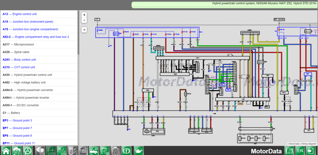Wiring diagram Hybrid powertrain control system, NISSAN Murano