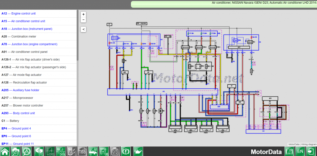 Wiring diagram Air conditioner, NISSAN Navara