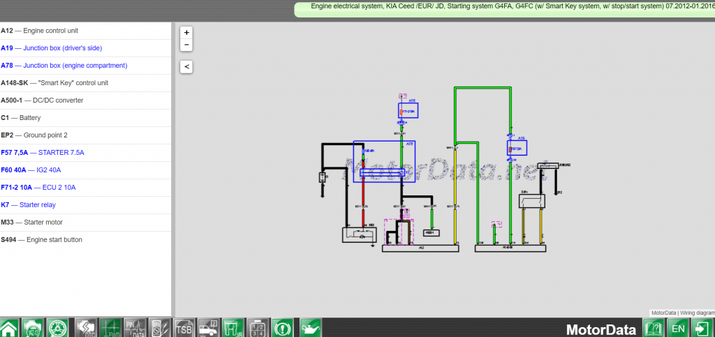 Wiring diagram Engine electrical system, KIA Ceed