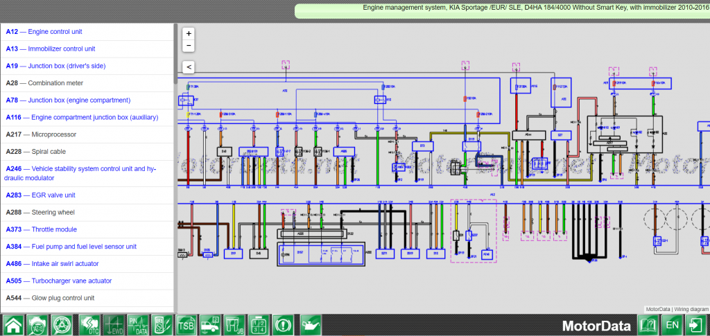 Wiring diagram Engine management system, KIA Sportage