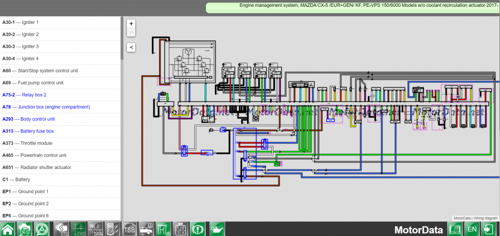Wiring diagram Engine management system, MAZDA CX-5