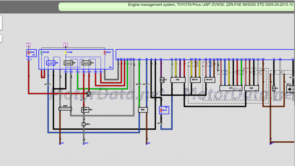 Wiring diagram Engine management system, TOYOTA Prius JAP ZVW30 1